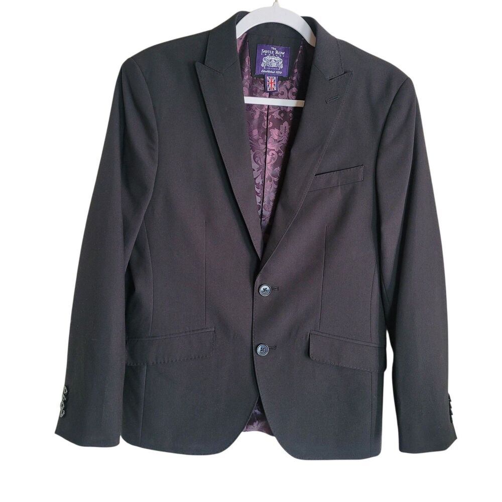 Savile Row Brixton Blazer Sport Coat Jacket Men's Size 36S Black Formal Event